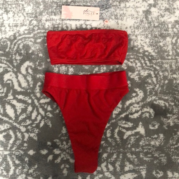 Oh Polly Other - OhPolly High Waisted/Cut Tube Top Bikini Red S/M